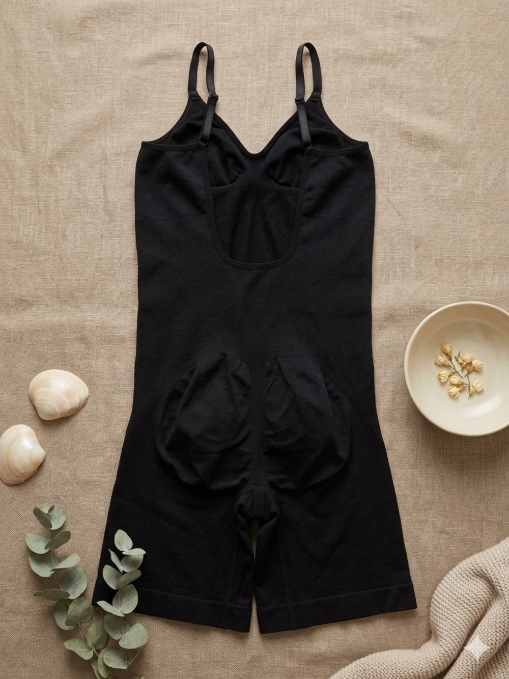 Black Shapewear Bodysuit with Adjustable Straps